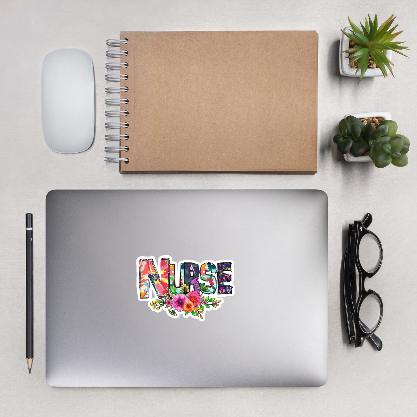 Floral Nurse Vinyl  Stickers